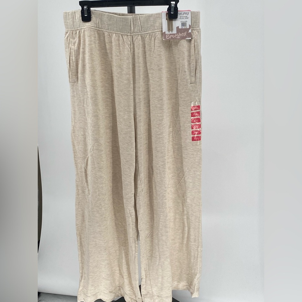 So soft Wide Leg Pants By Brushed in Oatmeal Color - Picture 2 of 6